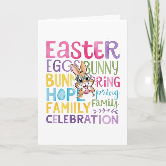 Bunny Easter Card , Personalized Easter funnyBunny (Front)