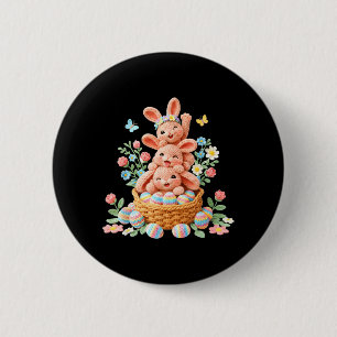 Bunny Easter Day Yarn Crochet Cute Rabbit Face Egg 6 Cm Round Badge