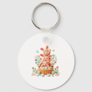 Bunny easter day yarn crochet cute rabbit face egg key ring