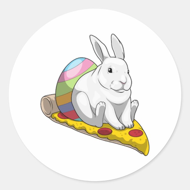 Bunny Easter Easter egg Pizza Classic Round Sticker (Front)