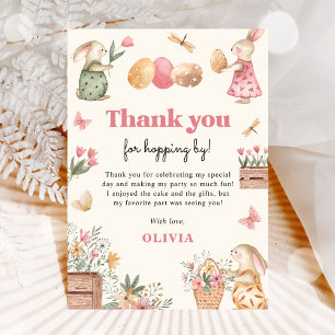 Bunny Easter Egg Girl Birthday Party Thank You Card