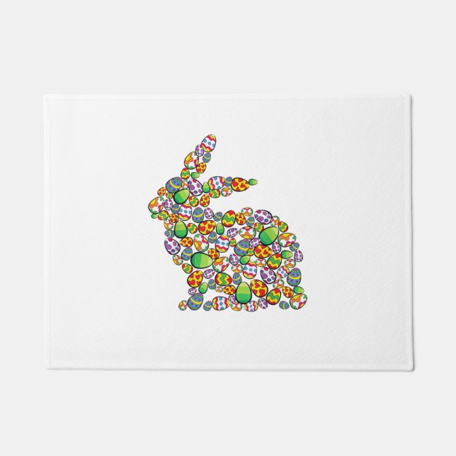 Bunny Easter Egg Hunting Cute Rabbit Spring  Doormat (Front)