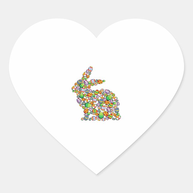 Bunny Easter Egg Hunting Cute Rabbit Spring  Heart Sticker (Front)