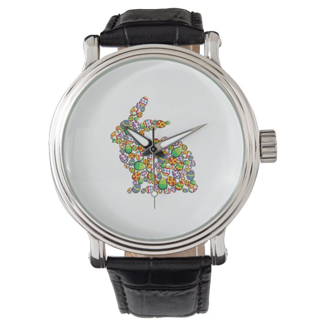 Bunny Easter Egg Hunting Cute Rabbit Spring  Watch (Front)