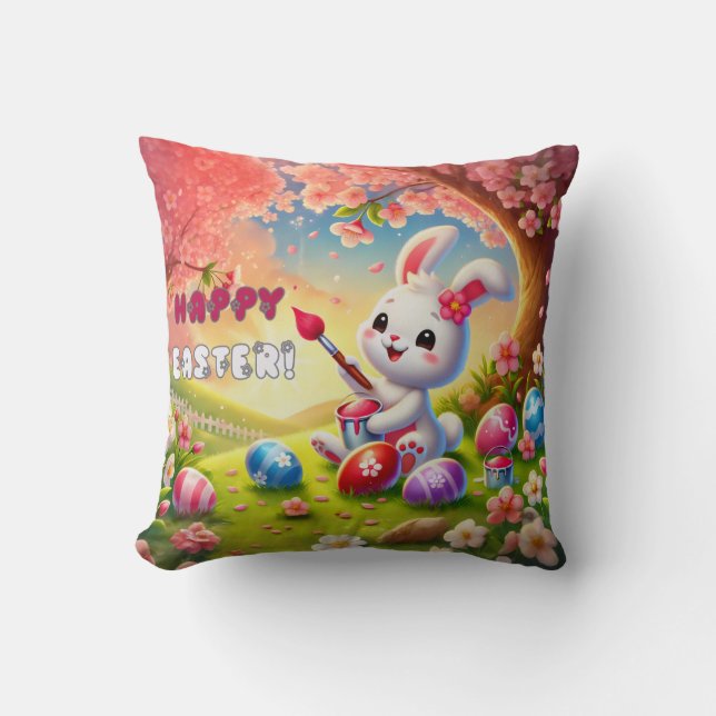 Bunny Easter Egg Painter Cushion (Front)