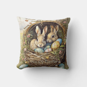 Bunny Easter Eggs Forest Cushion