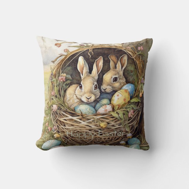  Bunny Easter Eggs Forest Cushion (Front)
