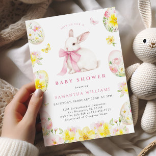 Bunny Easter Girl Baby Shower Invitation