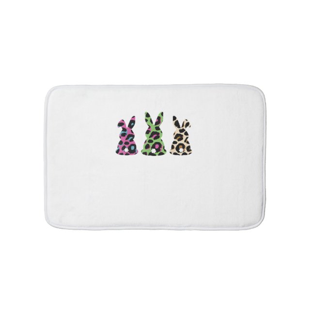 Bunny Easter Leopard Plaid Buffalo Rabbit Easter D Bath Mat (Front)