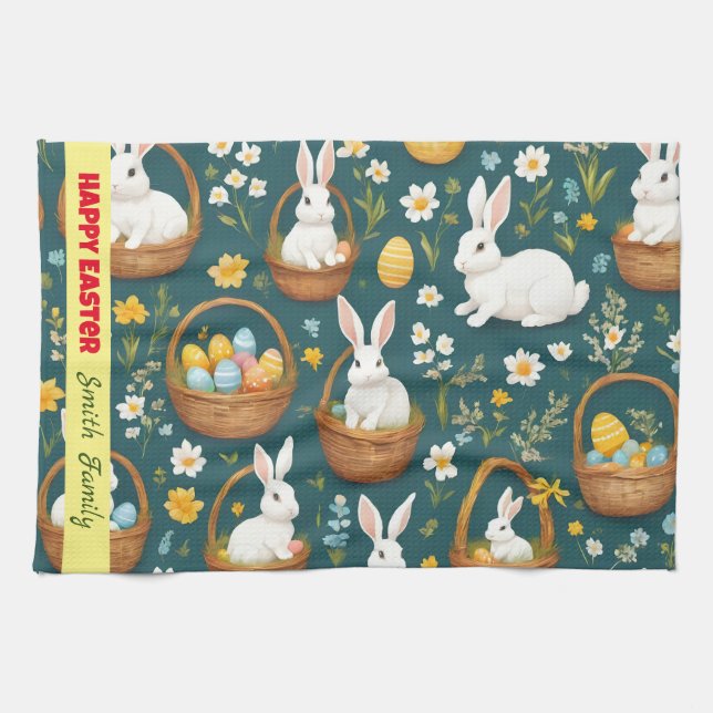 Bunny Easter Modern Collection Tea Towel (Horizontal)