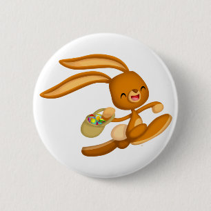 Bunny Easter on the Loose!! cartoon button badge