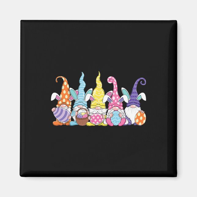 Bunny Easter Spring Gnome Easter Holding Egg Hunti Magnet (Front)