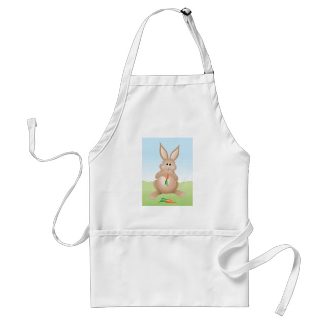 Bunny Eating Carrot Adorable Rabbit Standard Apron (Front)