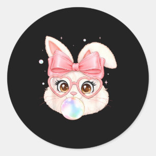 Bunny Egg Funny For Kids Girls Boys Women Youth Ea Classic Round Sticker