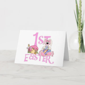 Bunny, Eggs and Chick 1st Easter Tshirts and Gifts Holiday Card