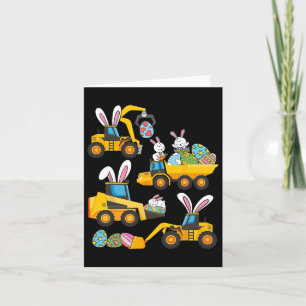 Bunny Eggs Construction Excavator Easter Day Boys  Card