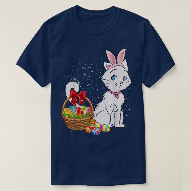 Bunny Eggs Costume Gift Mens Womens Kids Cute Cat  T-Shirt (Design Front)