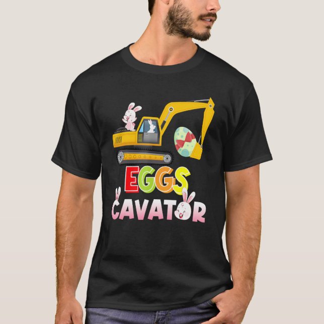 Bunny Excavator Eggscavator Easter Egg Hunt Kids B T-Shirt (Front)