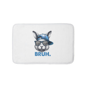 Bunny Face Bruh Meme Funny Saying Bro Greeting Eas Bath Mat