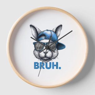 Bunny Face Bruh Meme Funny Saying Bro Greeting Eas Clock