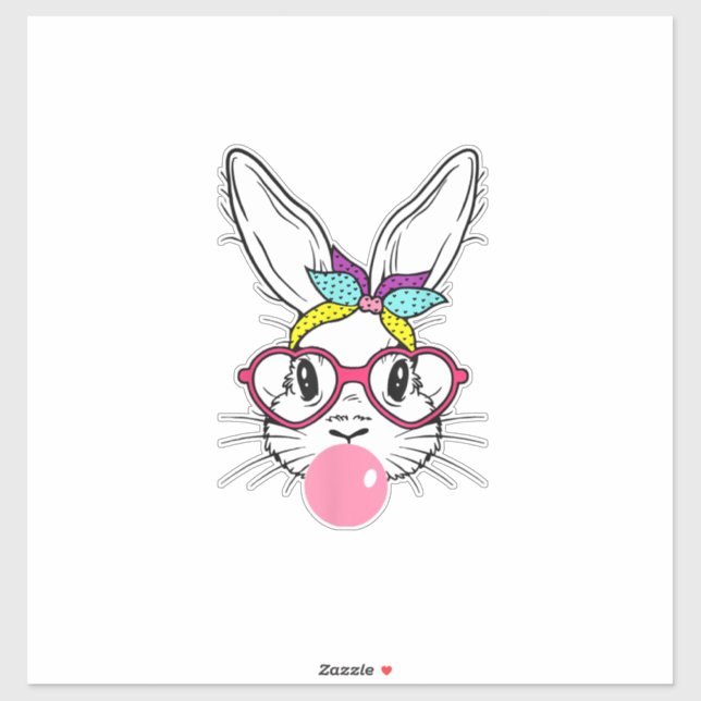Bunny Face Bubblegum Blowing Glasses Headband Happ (Sheet)
