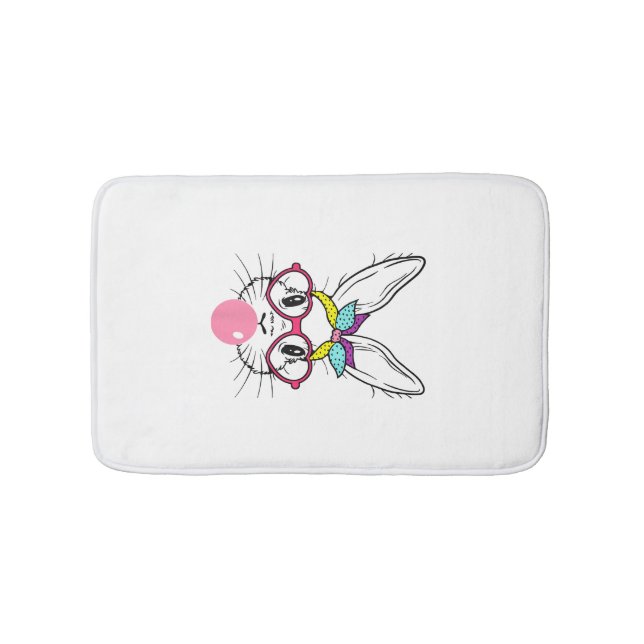 Bunny Face Bubblegum Blowing Glasses Headband Happ Bath Mat (Front)