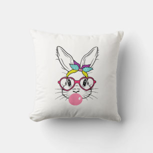 Bunny Face Bubblegum Blowing Glasses Headband Happ Cushion