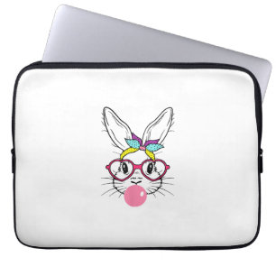 Bunny Face Bubblegum Blowing Glasses Headband Happ Laptop Sleeve