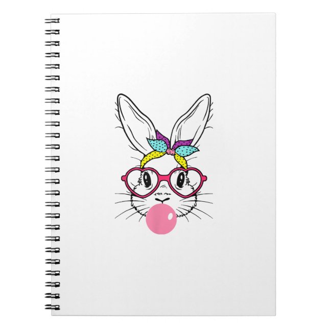 Bunny Face Bubblegum Blowing Glasses Headband Happ Notebook (Front)