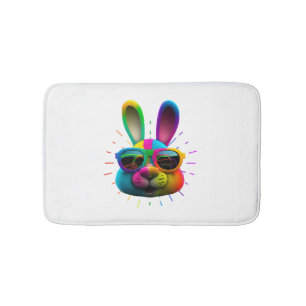 Bunny face Cool Easter Bunny with Glasses      Bath Mat