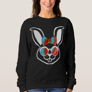 Bunny face Cool Easter Bunny with Glasses Easter   Sweatshirt