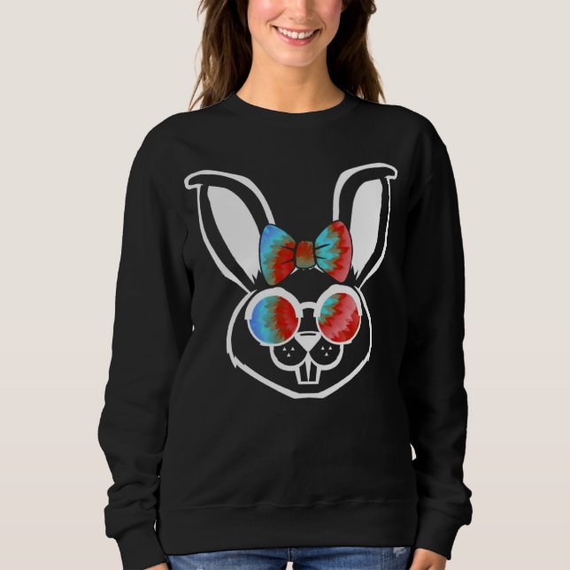 Bunny face Cool Easter Bunny with Glasses Easter   Sweatshirt (Front)