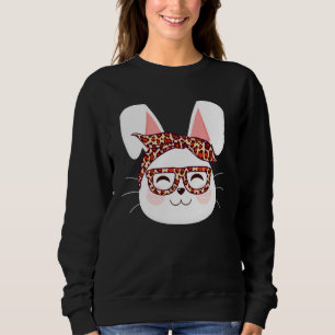 Bunny face Cool Easter Bunny with Glasses Easter   Sweatshirt