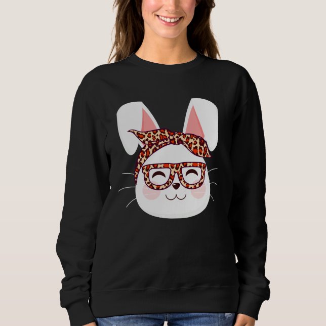 Bunny face Cool Easter Bunny with Glasses Easter   Sweatshirt (Front)