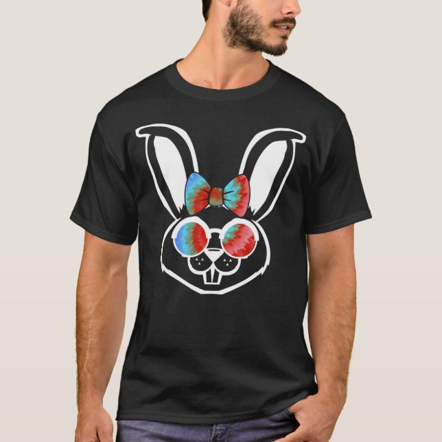 Bunny face Cool Easter Bunny with Glasses Easter   T-Shirt (Front)