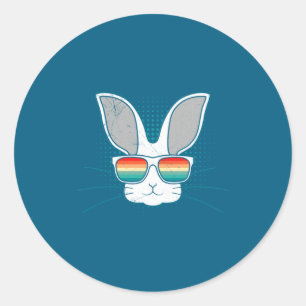 Bunny Face Cool Easter Bunny With Gles Easter _2  Classic Round Sticker