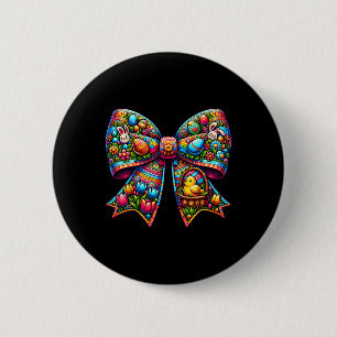 Bunny Face Coquette Bow Easter Day Tees Women Girl 6 Cm Round Badge