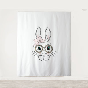 Bunny Face Easter Animal Print Glasses Spring Tapestry