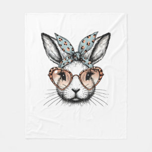 Bunny Face Easter Leopard Glasses Girls Women Cute Fleece Blanket