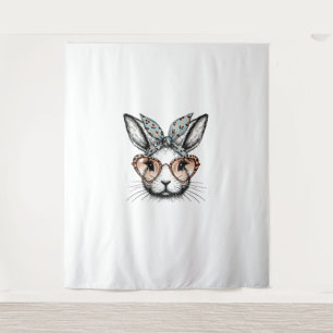 Bunny Face Easter Leopard Glasses Girls Women Cute Tapestry