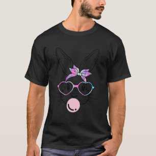 Bunny Face Galaxy Glasses Bubble Gum Easter Day T-Shirt