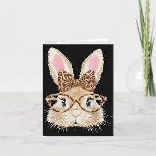 Bunny Face Glasses Bandanna Leopard Women Girls Card