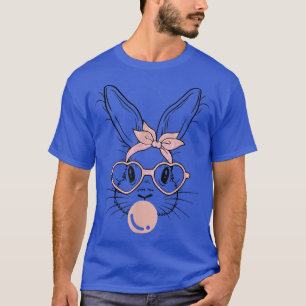 Bunny Face Glasses Bubble Gum Easter Day T-Shirt