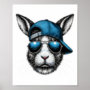 Bunny Face Hat Sungles Happy Easter Day Boy Kid 1  Poster