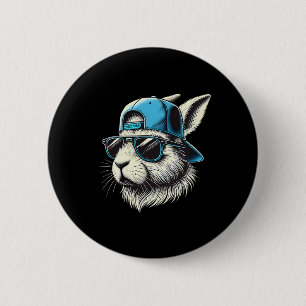 Bunny Face Hat Sungles Happy Easter Day Boy Kid 6 Cm Round Badge