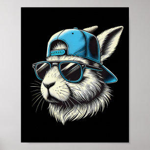Bunny Face Hat Sungles Happy Easter Day Boy Kid Poster