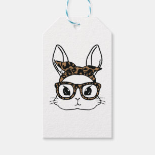 Bunny Face Leopard Glasses Easter Day Girls Kids Gift Tags