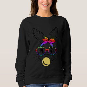 Bunny Face Rainbow Glasses Bubble Gum Easter Day Sweatshirt