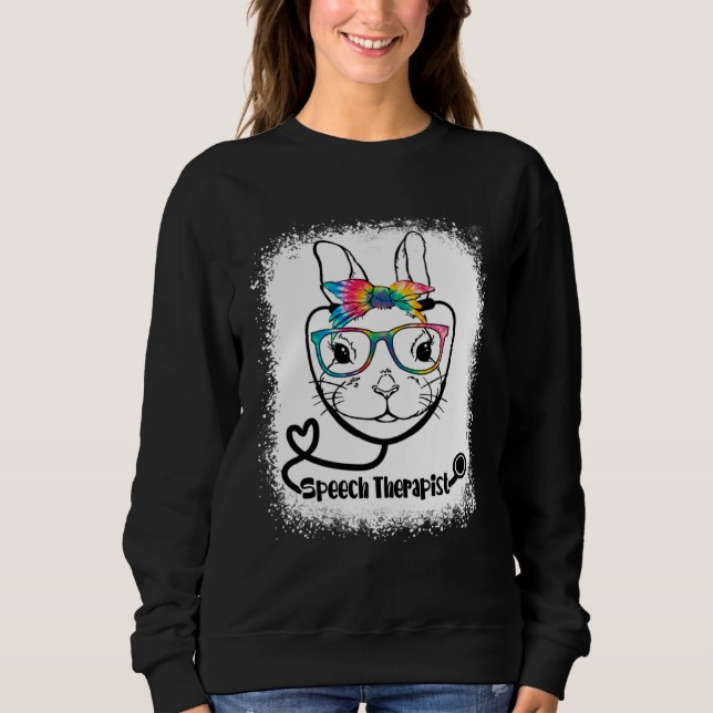Bunny Face Speech Therapist Glasses Nurse Easter D Sweatshirt (Front)