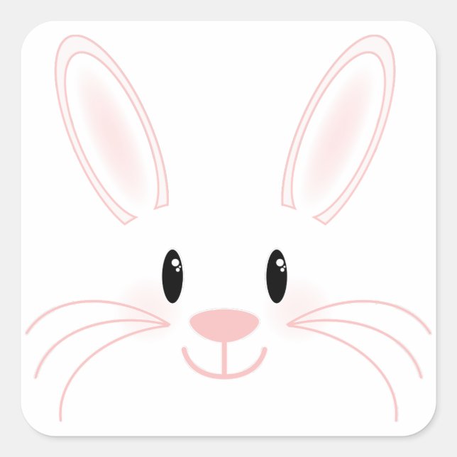 Bunny Face Square Sticker (Front)
